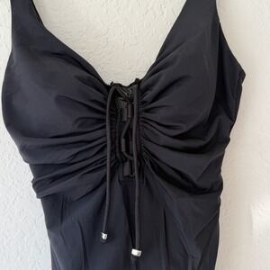 Miraclesuit Women's One Piece Swimsuit Size 8 Black Lace Up Resort Beach Chic